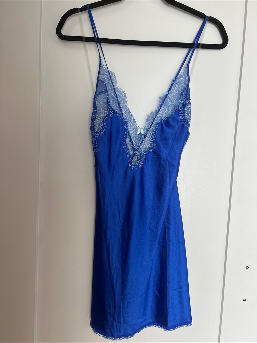 Victoria’s Secret | Blue Lace Trim Satin Slip Nightgown “Something Blue” 💙